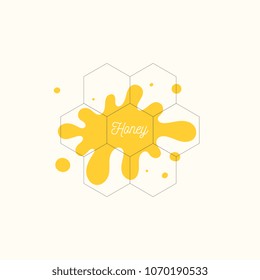 The template for the products of the apiary. Stylish vector poster for bee honey.