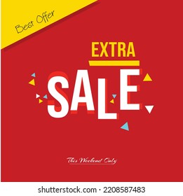 Template for promotion with extra sale concept. red and yellow color design.