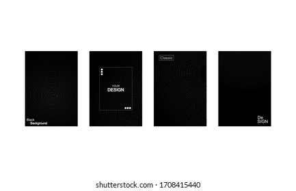Template for promotions or presentations. Set of cover design templates with classic black gradient background. Artistic creative cover design. EPS 10 vector.