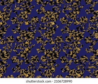 template psycho .The deformation of flowers, the leaves and flowers art design. Metallic background. Raster Version and textiles design.