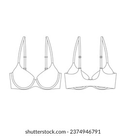 Vorlagensammlung für BH-Vektorgrafik mit flacher Konturbekleidung