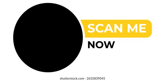 template qr code Abstract Black Circle with Yellow "Scan Me Now" Call to Action