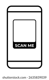 template qr code Smartphone Screen with "Scan Me" Prompt: Minimalist Line Art Icon