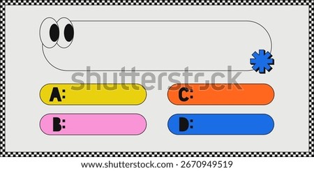 Template question and answers in pop art style vector template for quiz game. Social media concept. Vector illustration