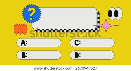 Template question and answers in pop art style vector template for quiz game. Social media concept. Vector illustration