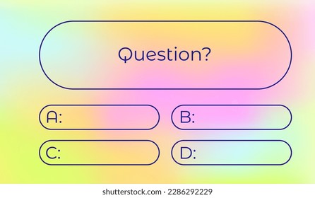 Template Frage und Antworten in Y2K Stil Vektorvorlage für Quiz Spiel. Konzept der sozialen Medien. Vektorgrafik