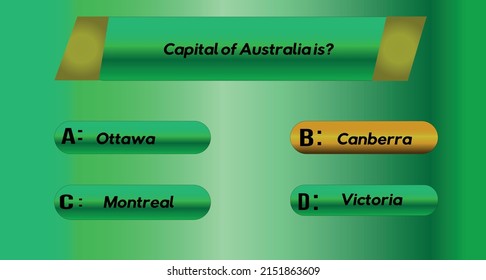 Template quiz. Quiz Show Question background, question and answers green style for quiz game, exam, tv show, school, examination test. Vector Illustration