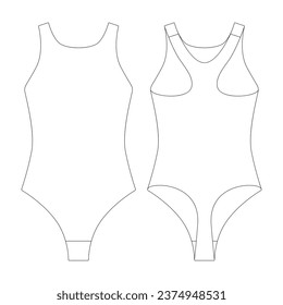 template racerback bodysuit vector illustration flat design outline clothing collection