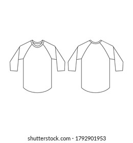 Template raglan vector illustration flat design outline template clothing collection