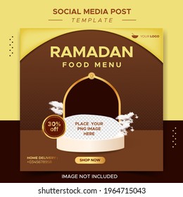 Plantilla de menú de comida iftar ramadan publicación en medios sociales