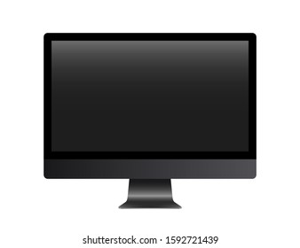 Template realistic desktop computer monitors with the screen off. Modern gadget isolated on a white background. Device layout. Vector illustration.