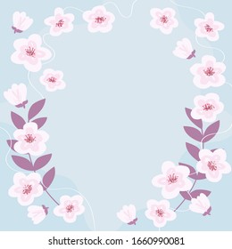  Sakura voladora realista para el diseño romántico de pancartas.Cereza en flor. Fondo floral. Vector de plantilla japonés.