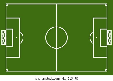 Template realistic football field with lines and gates. vector illustration