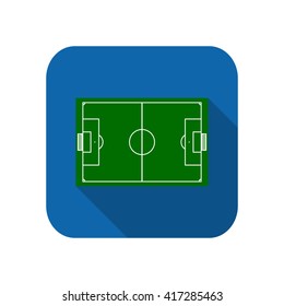 Template realistic football field with lines and gates. Flat design. vector illustration