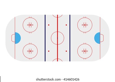 Template realistic hockey arena with lines and gates. vector illustration