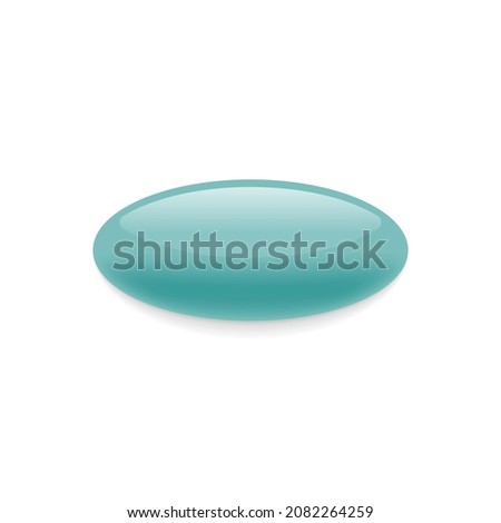 Template of Realistic Pill on White Background. Mockup of Oval Painkiller or Antibiotic. Pharmaceutical Medicament and Drug. Vitamins Capsule and Minerals. Isolated Vector Illustration.