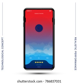 Template realistic smartphone with mobile music app. Flat vector illustration EPS 10.
