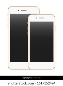 Template of realistic smartphone. Modern gadgets isolated on white background. Device layout. Vector illustration.