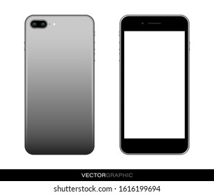 Template of realistic smartphone with off screen. Modern gadgets isolated on white background. Device layout. Vector illustration.