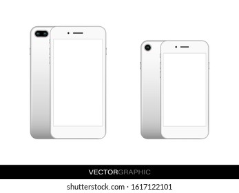Template of realistic smartphones. Modern gadgets isolated on white background. Device layout. Vector illustration.