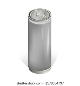 Template of realistic tin cans for drinks. 3d metal can on white background.