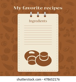 Template for recipe books. Space for your text. Seamless background.