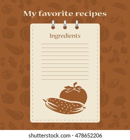 Template for recipe books. Space for your text. Seamless background.