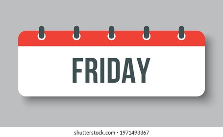 Template rectangle icon page calendar, day of the week - Friday. Simple vector object illustration. Date list of month, to-do list. Calendar on the wall. Pictogram of schedule and planning