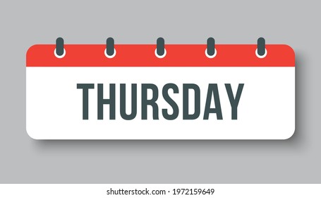 Template rectangle icon page calendar, day of the week - Thursday. Simple vector object illustration. Date list of month, to-do list. Calendar on the wall. Pictogram of schedule and planning