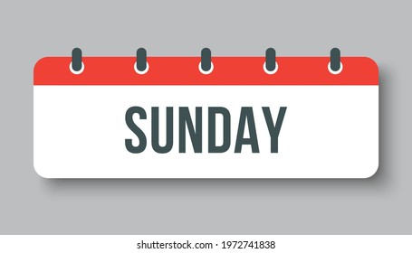 Template rectangle icon page calendar, day of the week - Sunday. Simple vector object illustration. Date list of month, to-do list. Calendar on the wall. Pictogram of schedule and planning