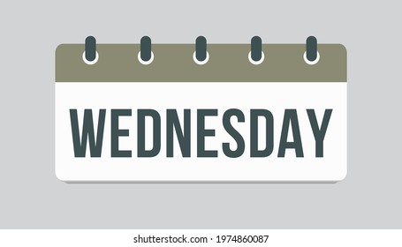 Template rectangle icon page calendar, day of the week - Wednesday. Simple vector object illustration. Date list of month, to-do list. Calendar on the wall. Pictogram of schedule and planning