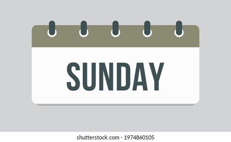 Template rectangle icon page calendar, day of the week - Sunday. Simple vector object illustration. Date list of month, to-do list. Calendar on the wall. Pictogram of schedule and planning