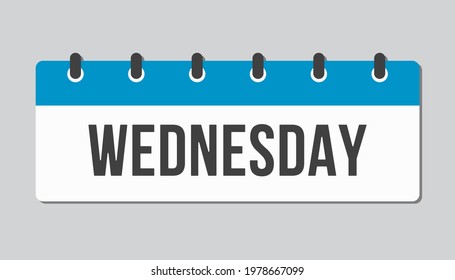Template rectangle icon page calendar, day of the week - Wednesday. Simple vector object illustration. Date list of month, to-do list. Calendar on the wall. Pictogram of schedule and planning