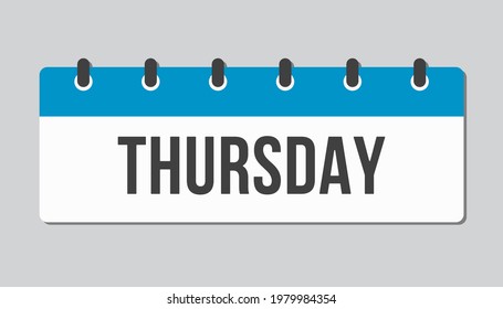 Template rectangle icon page calendar, day of the week - Thursday. Simple vector object illustration. Date list of month, to-do list. Calendar on the wall. Pictogram of schedule and planning