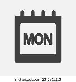 Template Rechteck Symbol-Kalender, Tag der Woche - Montag. Einfache Vektorgrafik. Datumsliste des Monats, Aufgabenliste. Kalender an der Wand. Programm und Planung