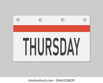Template rectangle icon page calendar, day of the week - Thursday. Simple vector object illustration. Date list of month, to-do list. Calendar on the wall. Pictogram of schedule and planning