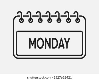 Template rectangle icon page calendar, day of the week - Monday. Simple vector object illustration. Date list of month, to-do list. Calendar on the wall. Pictogram of schedule and planning