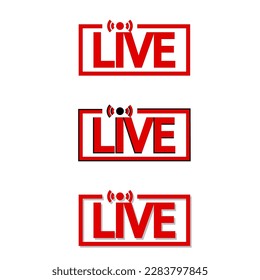 Template with red banner live. Social media sign icon. Play sign. Play online. Vector illustration.