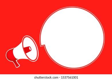 
Template red banner. Muck up background. Megaphone and flat style. Vector illustration.