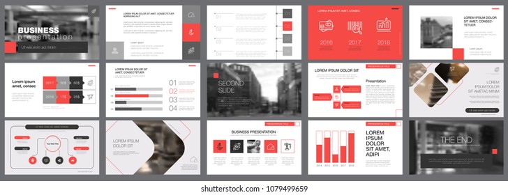 Template of red and grey slides for presentation and reports. Business and accounting concept can be used for infographic design, corporate layout, advertising poster
