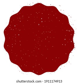 Template with red round stamp with eroded effect, isolated over white background.