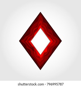 A template with a red symbol in the form of a badge of diamonds. Cover