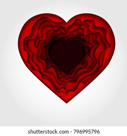 Template with a red symbol in the form of a badge of the hearts. Cover