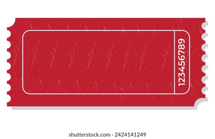 Template of red ticket, coupon in retro style