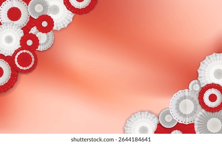 Template with red and white decoration background for Indonesian Independence Day celebration