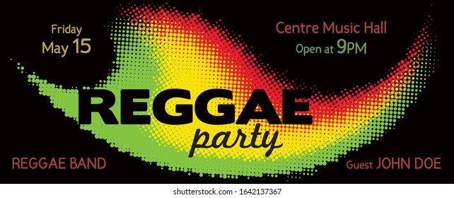 Template For Reggae Party Flyer Or Ticket. Vector Graphics. CMYK Colors