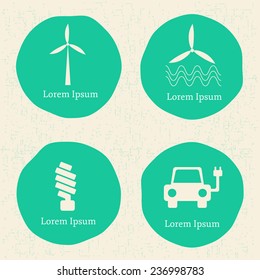 Template for renewable energy emblems, cards, postcards or logos