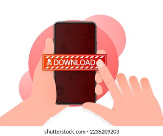 Template for report design. Flat icon with red download virus