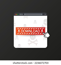 Template for report design. Flat icon with red download virus