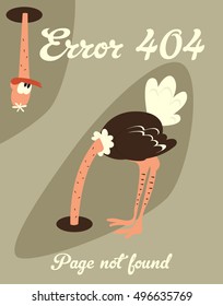 Template Reports with Page Not Found Message. Error 404 Designed with Ostrich Burying His Head In The Sand Vector Illustration